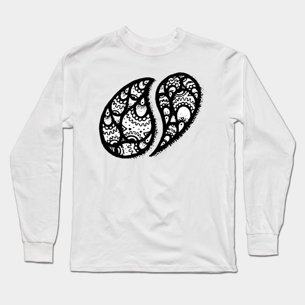 Tree Leaves Doodle Art Long Sleeve T-Shirt by VANDERVISUALS